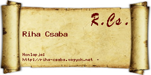 Riha Csaba névjegykártya